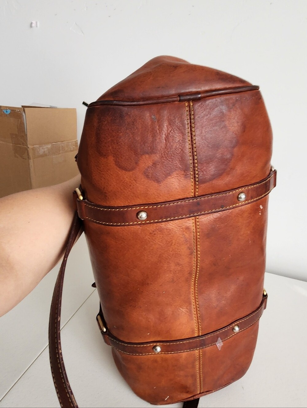 Dooney & Bourke Tan Brown Leather Satchel with Gold Hardware - Picture 3 of 6